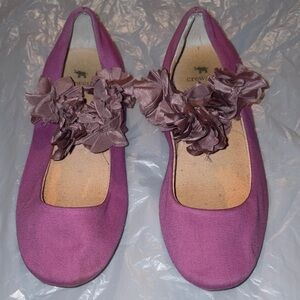 Crewcuts Fabric Mauve Flats with Rosette Accents